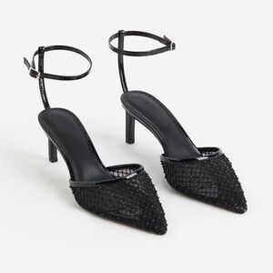 Ankle-Strap Mesh Heels